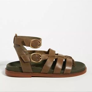 NWT By Anthropologie Leather Double Buckle Gladiator Sandals